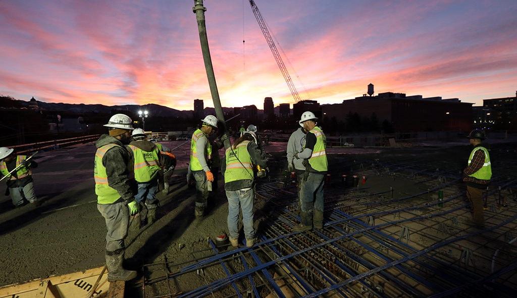 pouring concrete